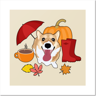 Fall Essentials Corgi Posters and Art